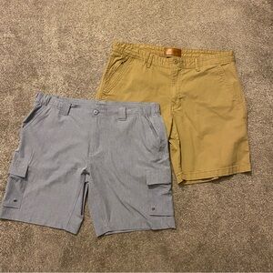 Clearwater Outfitters 2 Shorts Men’s XL Blue 38 Tan Outdoor Hiking Fishing Cargo